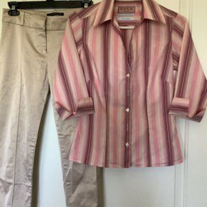 Bebe Beige Pants size 0 &  Thomas Pink Top size 4